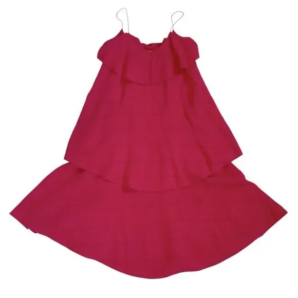 CLUB MONACO Tiered Maxi Dress spaghetti straps neck slip pink rose layered dress - Picture 5 of 9